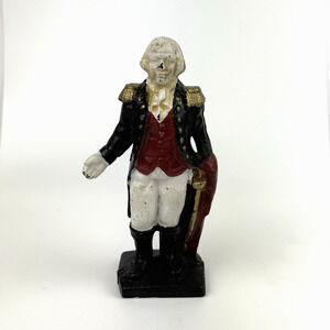 Vintage George Washington Cast Iron Coin Bank 6.5" Tall Original Paint
